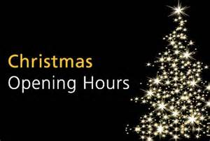 Christmas & New Year Opening Hours